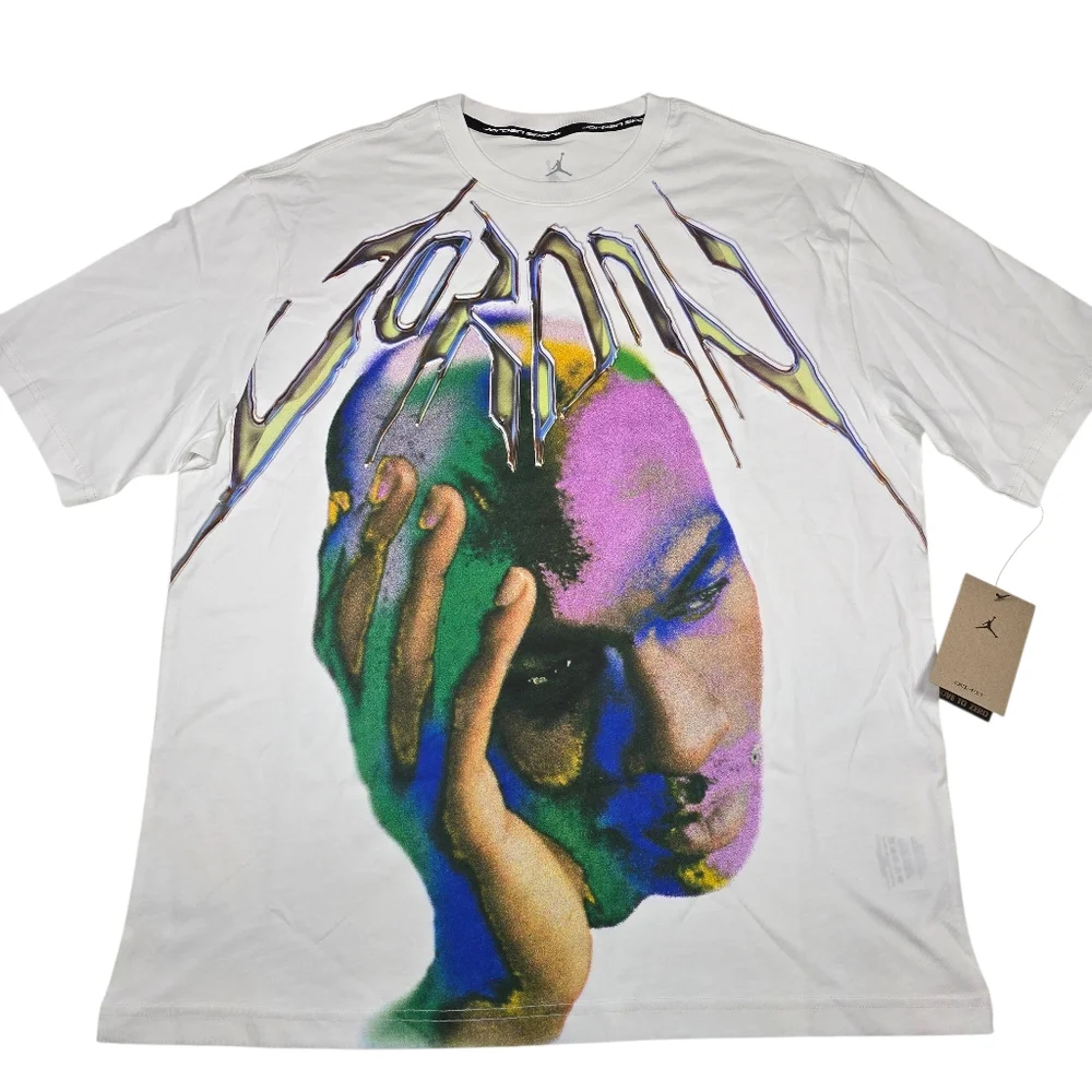 NWT Nike Air Jordan Sport Dri-Fit White Jordan Graphic T-Shirt, Men's Size Large